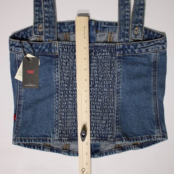 NWT $69.50 Levi's Denim Sculpted Bustier Tank Top Zipper Elastic Back Women Sz M - Picture 13 of 13